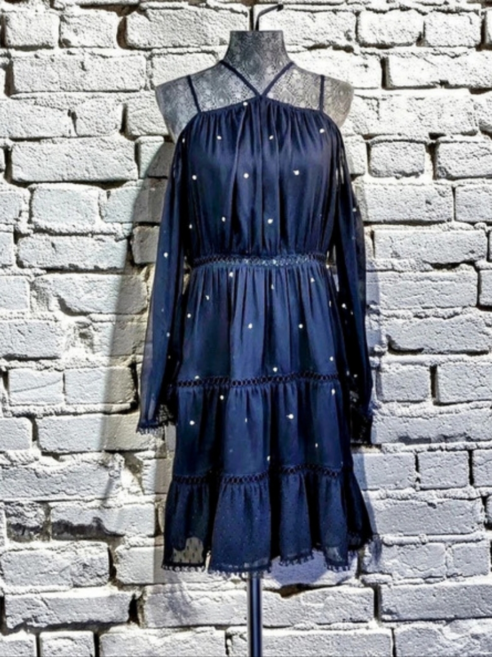 Aqua Black Sheer Mini Dress Like New